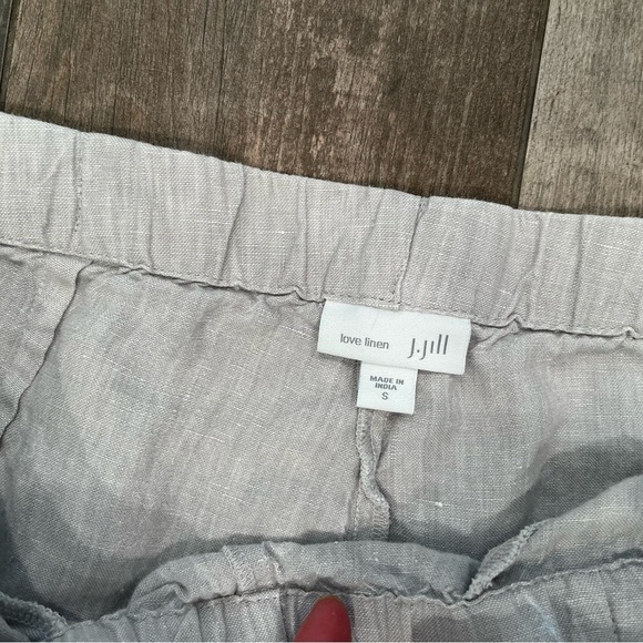 J.Jill Love Linen Capri Cropped Pants Light Gray Elastic Waist Womens Size Small - Picture 2 of 7